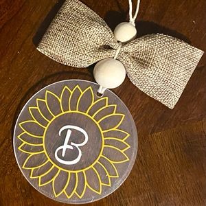 Cute Sunflower Initial “ B “ Acrylic Car Truck Rearview mirror Charm Pendant
